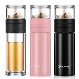 Glass Tea Thermos Vacuum Cup Stainless Steel Thermoses Tea Mug Cup Thermos Thermoscup Tea Infuser Thermal Cup 210809