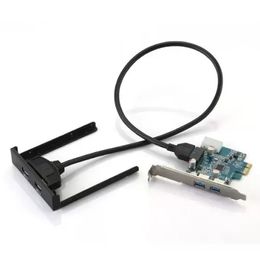 Hot PCI Express PCI-E Card 2 Port Hub Adapter USB 3.0 Front Panel 5Gbps Hi-Speed