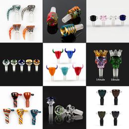 Glass Bowls Glass 10 Style Green Blue 18mm 14mm bowl Male Bowl Piece For Glass Water Bongs pipe