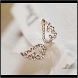 Cluster Drop Delivery 2021 20Pcs Adjustable Angel Wings Ring Micro Pave Zircon Gold Color For Women Fashion Rings Jewelry Bague Girls Christm