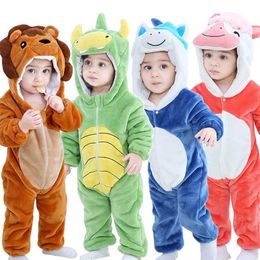 Baby Rompers Winter Kigurumi Lion Costume For Girls Boys Toddler Animal Jumpsuit Infant Clothes Pyjamas Kids Overalls ropa bebes 220106