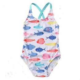 Baby Girls' One-Piece Cartoon Swimsuit Animal Print Bathing Suit Ruffles Swimwear Cute Baby Bikini Beachwear