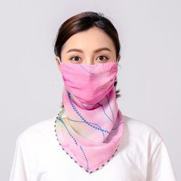 Sunscreen Summer Neck Cover Thin Breathable Silk Scarf Full Covering Chiffon Triangle Outdoor Riding Scarves