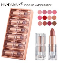 HANDAIYAN New 12 Colours Matte Lipstick Nude and Bean Paste Colour Waterproof Lips Cosmetics Makeup 6pcs/set