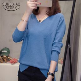 Fashion Autumn Winter Clothes Casual Solid Tops Long Sleeve Women Plus Size Thick V-neck Sweaters 5844 50 210417