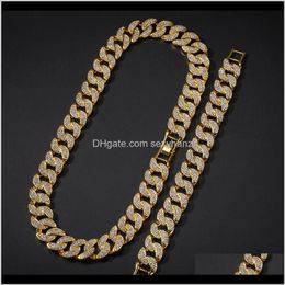 Necklaces & Pendants Drop Delivery 2021 Hip Hop Bling Chains Jewellery Men Gold Bracelets Necklace Iced Out Miami Cuban Link Chain Sjr0B