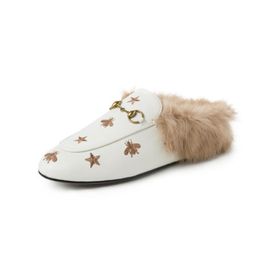 Brand designer Ladies classic True fur slippers sheepskin Luxury Muller smoking slipper warm sandals Women shoes