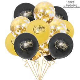 Muslim Eid Mubarak Confetti Balloon 12inch Latex Party Decoration Mylar Balloon' Letter Balloon; Gold Foil Balloons for Muslim's Islamic Party-Decorations Many Style