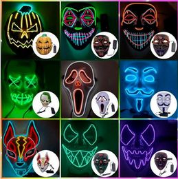 designer face mask Halloween Decorations Halloween Glow mask PVC material LED Halloween Women Men Mask costumes for adults home decor 4961