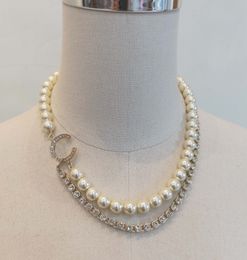 -2021 Top Qualität Charme Doppelschichten Halskette mit Natur Perle Perlen Diamant Für Frauen Hochzeit Engagement Schmuck Geschenk Have Box Stempel PS3145A