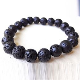 MG1141 10 mm Genuine VOLCANIC Lava Rock Bead Bracelet For Men Natural Energy Stone Bracelet