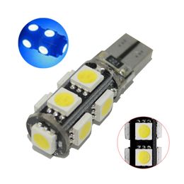 50Pcs Blue T10 W5W 5050 9SMD LED Canbus Error Free Car Bulbs For 192 168 194 2825 Clearance Lamps License Plate Lights 12V