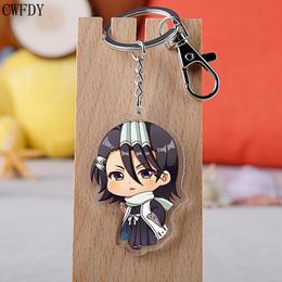 12pcs/lot Bleach Keychain Double Sided Acrylic Keyring Pendant Anime Accessories Cartoon Key Chain Jewelry Wholesale For Kids