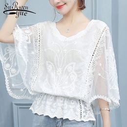 women's summer blouses plus size blosue batwing sleeve shirts lace white blouse s tops and 4478 50 210508