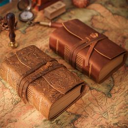 Leather Journal Book Vintage Handmade Bound Notepad 400P Blank Pages Brown Drawing Sketchbook Travel Diary 1XBJK2104