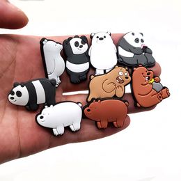 Cute 50pcs Cartoon Bear PVC Shoe Charms Funny Shoe aceessories Fit women's croc Clogs Buckle jibz adult Kids X-mas Party gifts