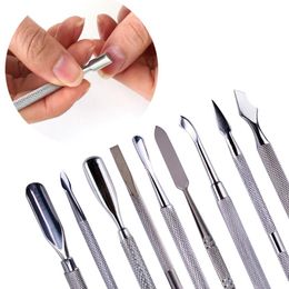 double ended cuticle pusher NZ - Nail Art Kits 1 Pcs 2 Ways Cuticle Pusher Double-ended Stainless Steel 9 Shapes Repousse Cuticule For Manicure Tool