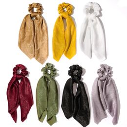 Simple Long Ribbon Solid Colour Elastic Hair Band Elegant Scarf Hair Tie Scrunchies For Women Fashion Ponytail Holder Accessories