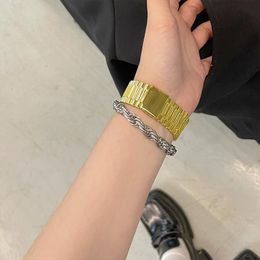 Charm Bracelets Timeless Wonder Titanium Pave Watch Strap Bracelet Fashion Stainless Steel Jewelry Punk Goth Boho Ins Kpop Trendy Egirl 1621