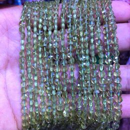 Whole 2strings Natural Peridot 2x4mm Faceted Bean Coin Gem Stone Loose Beads For jewelry DIY 15.5"/string
