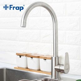 Frap 304 stainless steel Single Handle Single Hole Kitchen Faucet Mixers Sink Tap Kitchen Faucet Modern and Cold Water F4048 210724