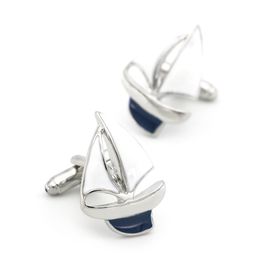 Men's Sailing Boat Cuff Links Copper Material Blue Colour 1pair