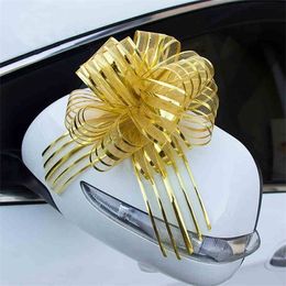 Pull Bow Ribbon Wedding Car Decoration Door Handles Rearview Mirror Flower Balloon Red Wine Gift Packag Y0630