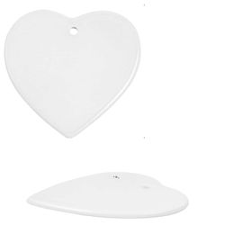 NEW3-inch Sublimation Blank White Chirstmas Engaged Customized Ornament Round Heart Circle Star Shape Ceramic Xmas Tree Decor Hangtag RRF121