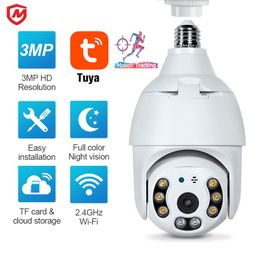 -WiFi E27 Lampadina IP Camera Videocamera Night Vision PTZ Telecamere di sicurezza YC-BC02 CCTV Lavoro di videosorveglianza con Tuya Smart Life