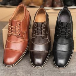 Men's Brand Cap Toe Oxford Dress Designer Shoes Genuine Leather Lace up Business Shoe Top Quality Party Wedding Trainers Big Size 019