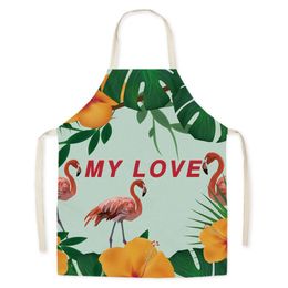 Aprons Flowers And Plants Pattern Printing Apron Linen Sleeveless Adult Children Cartoon Kitchen Men Women Cleaning Tools301y