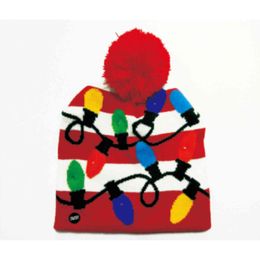 Noen-Glo Custom Christmas Cap Light Up Hat Led Beanie Lights X'mas Knitted Hat Party Hats With Pompom