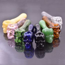 Wholesale Skull Glass Oil Burner Pipes mini Colourful cheap wholesale Glass Balancer Recycler Oil Rigs Glass hand tobacco Pipes