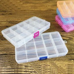 High Quality Brand New 15 Grids Transparent Adjustable Slots Jewellery Bead Organiser Box Storage plastic Jewellery storage