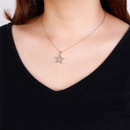 Cubic ZirconiaNew Fashion AAA Five-Pointed Star Choker Necklace Women Girls Charm Jewellery Gold Colour Star Necklace Pendant