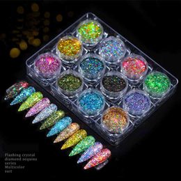 12pcs/set Super bright cool Sequins Glitter Symphony Powder Nail Art DIY Accessories Manicure Tools