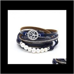 Charm Jewellery Fashion Bohemian Multiple Layer Leather For Women Pearl Of Fresh Water Charms Wrap Bracelets Femme Jewellery Drop Delivery 2021 I