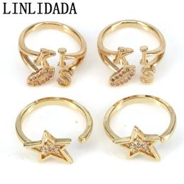 10Pcs Gold Plating Star Kiss Wedding Cubic Zircon Ring For Women Statement Gift 2021 Female Party Rings Jewellery