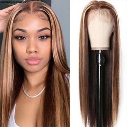straight lace frontal Canada - Lace Wigs P4 27 Highlight Straight Front Wig Human Hair Frontal Blonde Ombre Brown Colored Prepluck Remy P6 613