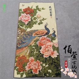 Tibet embroidery gold silk brocade silk Thangka painting decoration hanging painting blooming flowers