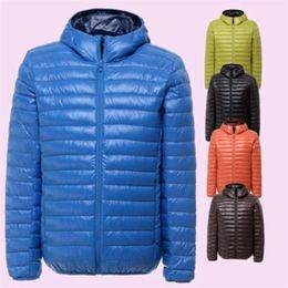 Men Autumn Jacket Ultra Light Thin 90% White Duck Down Jackets Casual Portable Spring Coat for Parkas 211206