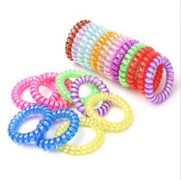 Pink colored Telephone Wire Hair Bands Cord Headbands for Women Elastic Hai r Rubber Ropes Girls Accessories