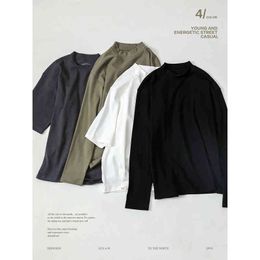 SIMWOOD 2021 Autumn New Mock-Neck T-shirts Men Long Sleeve Basic Top Casual Soft Comfortable Tshirt Plus Size Pullovers SJ130804 G1229