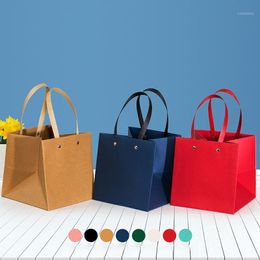 Square Kraft Paper Gift Bag For Christmas/wedding/Baby Shower/Birthday Party Favours Flower Packaging Box Wrap