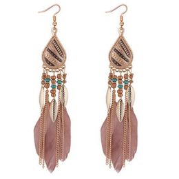 dream catcher feather earrings NZ - Bohemia Feather Earring For Women Fashion Jewelry Beads Tassel Dangle Long Earrings Dream Catcher Drop Earrings Fi10C 979 Q2