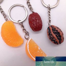 Cute Simulation Nuts Fruit Orange Keychain Trinket Simple Food Charms Women Girls Bag Pendant Jewelry Car Accessories Keyring Factory price expert design Quality