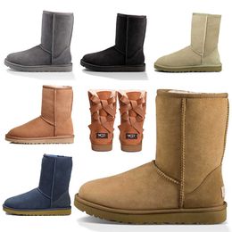 Australianos Uggsboot Tasman Mulheres Botas Inverno Meninas Tornozelo Bota De Neve Pele De Couro De Luxo Senhoras Botas Bailey Bow Chestnut Preto Marrom Simples Sapatos Confortáveis