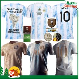 -20 21 Argentina Messi Maradona Jerseys 2021 Dybala di Maria Kun Aguero Camisa de Futebol Retro 1986 Kid Kit + Homens