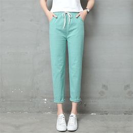 Brand Chic Loose Cotton Linen Pants Women Soft Harem Breathable Slim Ankle Length Korean Leisure Hallen Black Q0801