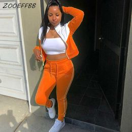 ZOOEFFBB Fall Jogging Femme Two Piece Set Tracksuit Long Sleeve Top and Sweatpants Fashion Lounge Wear Outfits for Women Clothes Y0625